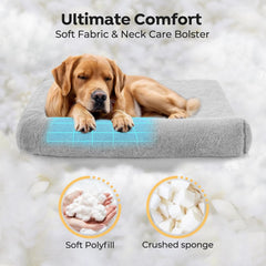 XXL Veehoo Memory Foam Orthopedic Dog Beds Extra Large Sized Dog-4" with Removable Fluffy Dutch Velvet Bolster Cover & Non-Slip Bottom