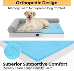 XXL Veehoo Memory Foam Orthopedic Dog Beds Extra Large Sized Dog-4" with Removable Fluffy Dutch Velvet Bolster Cover & Non-Slip Bottom