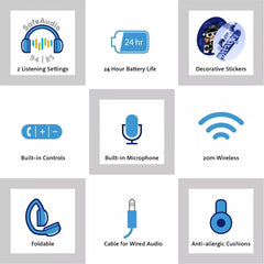 BuddyPhones POP Fun Foldable Bluetooth Wireless Kids Headphones with Microphone