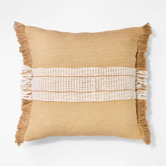 Woven Striped Square Throw Pillow Neutral/Cream: - Threshold