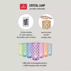 Globe Electric Crystal Lamp: LED Bulb, Multicolored, Battery Powered