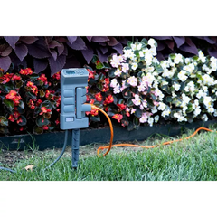 GE Outdoor Digital Stake Timer 6 Grounded Outlet