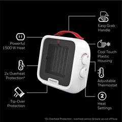 Honeywell UberHeat 5 Ceramic Heater White: Portable Electric Indoor Heater